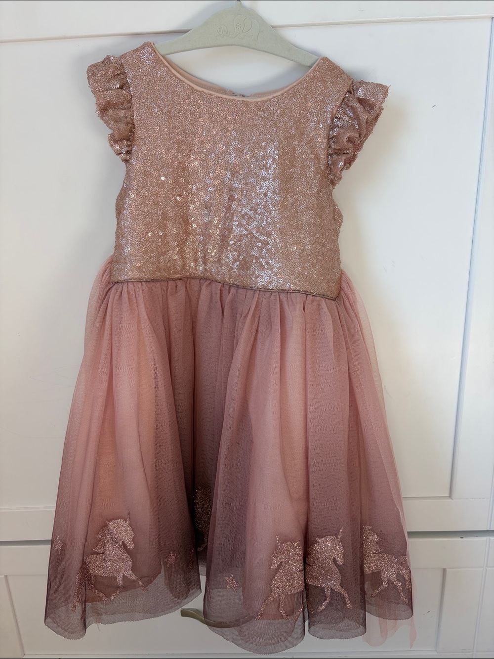 Zunie Dusty Rose Sequin & Tulle Unicorn Party Dress